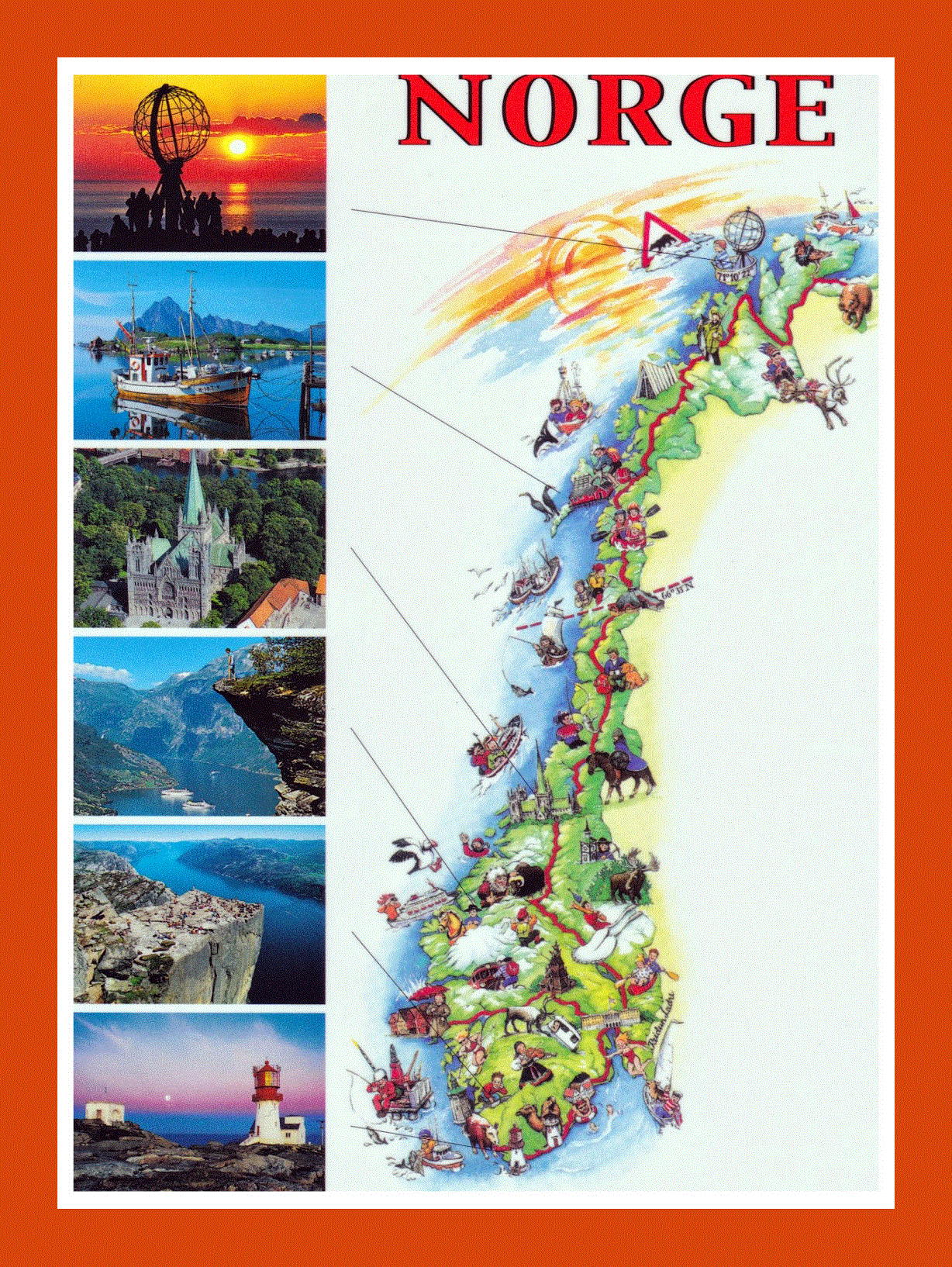 Tourist illustrated map of Norway