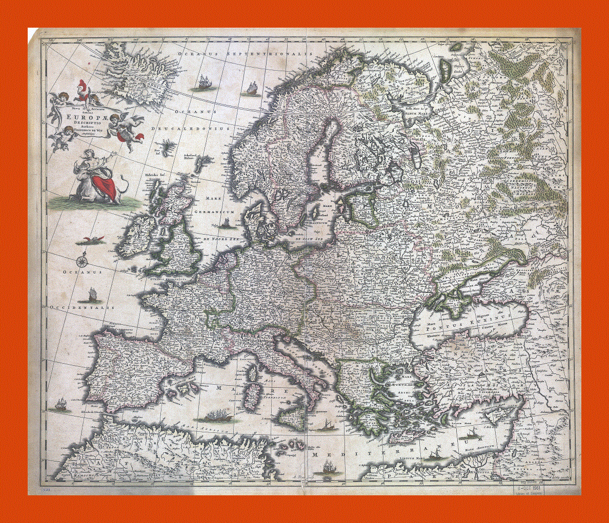Old map of Europe - 1700