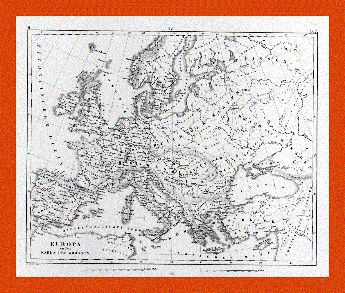 Old map of Europe - 1851