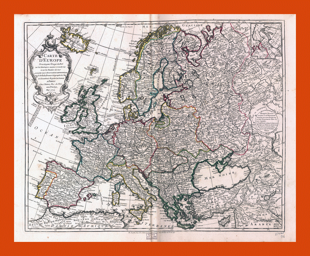 Old political map of Europe - 1769