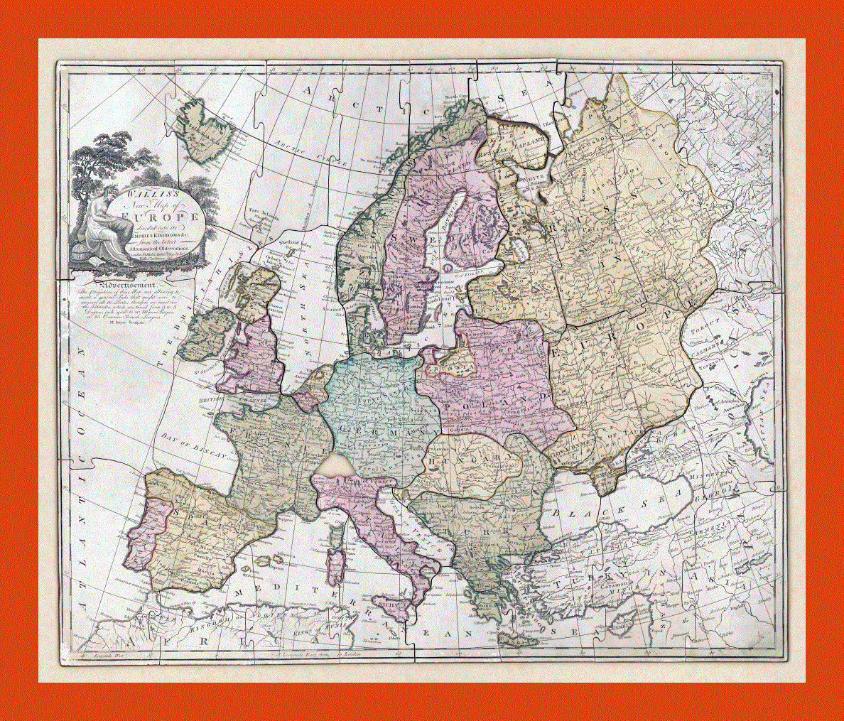 Old political map of Europe - 1814