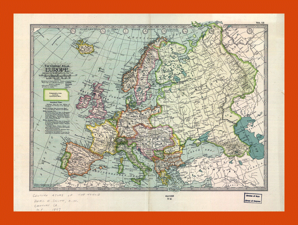 Old political map of Europe - 1897