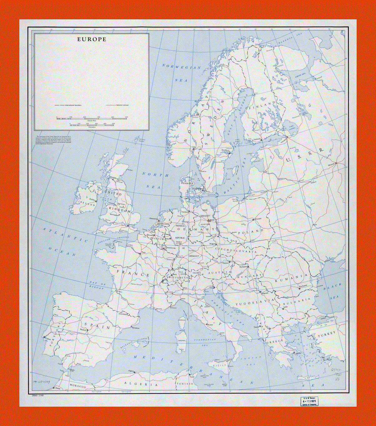 Old political map of Europe - 1960