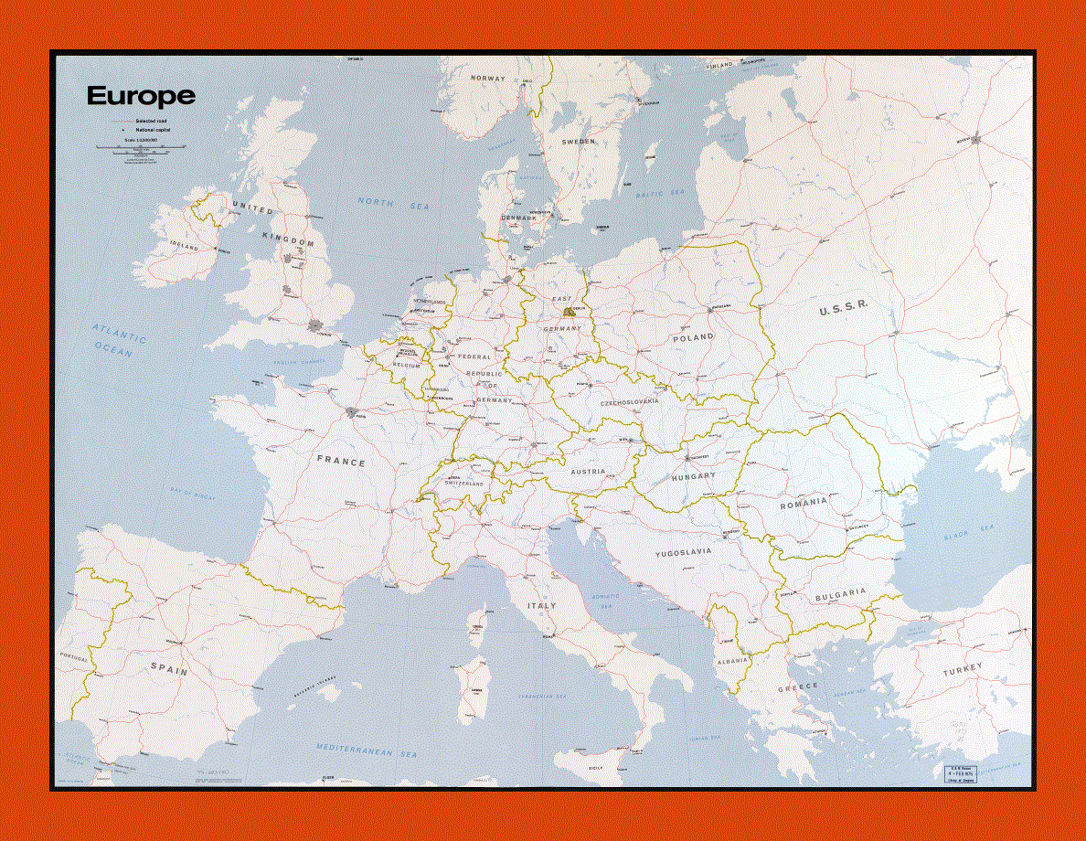 Old political map of Europe - 1973