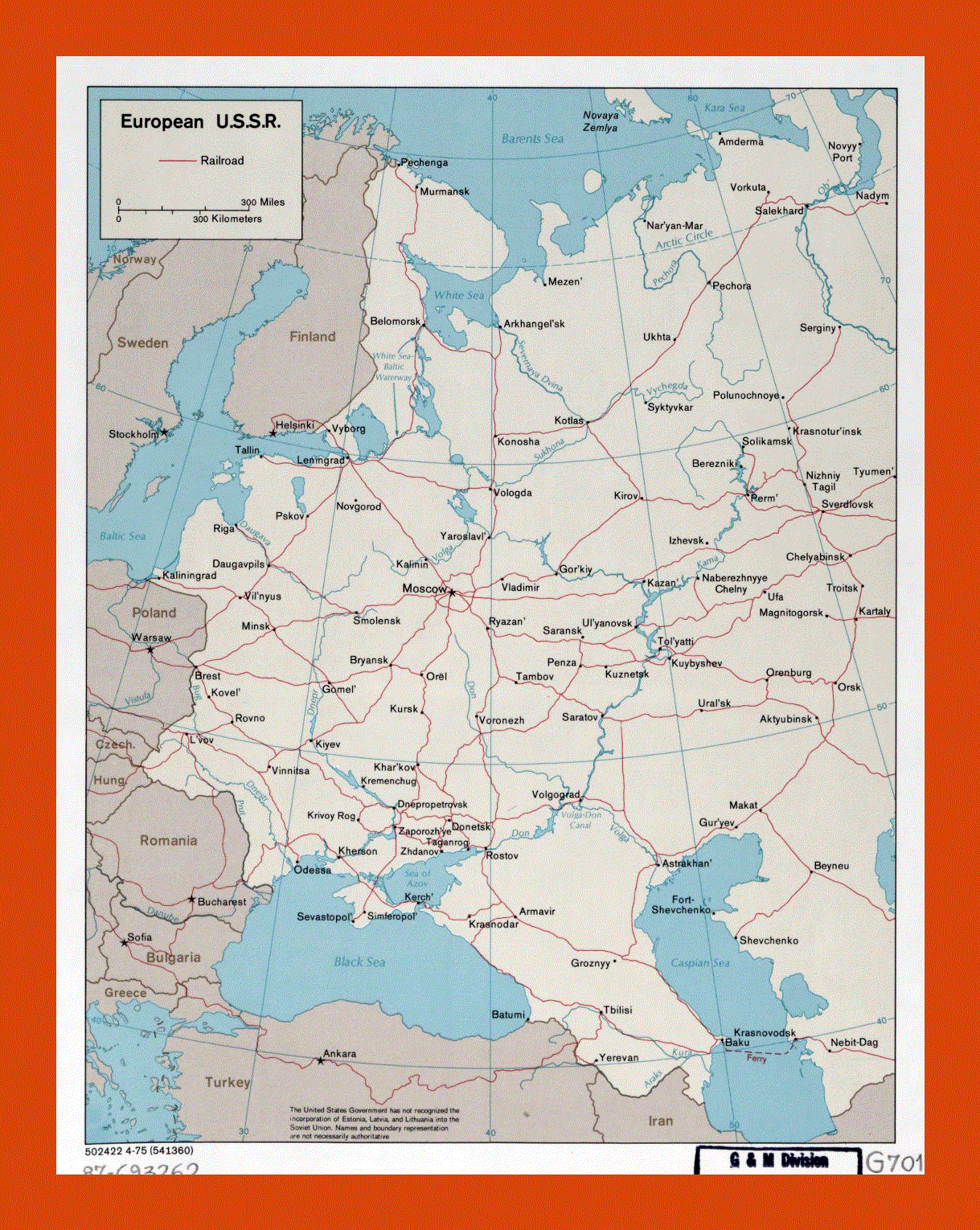 Map of European U.S.S.R.- 1975