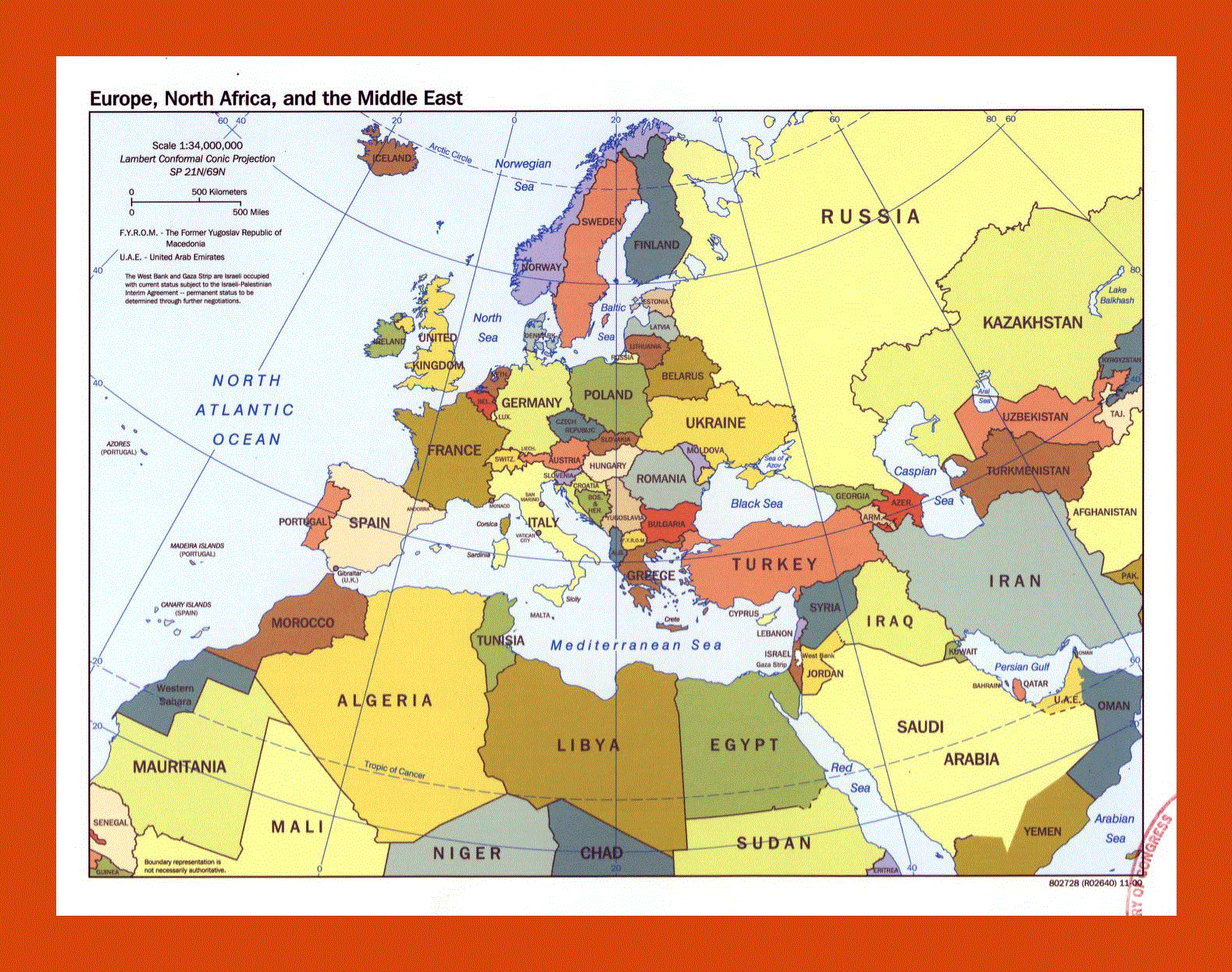 Political Map Of Europe North Africa And The Middle East 2000