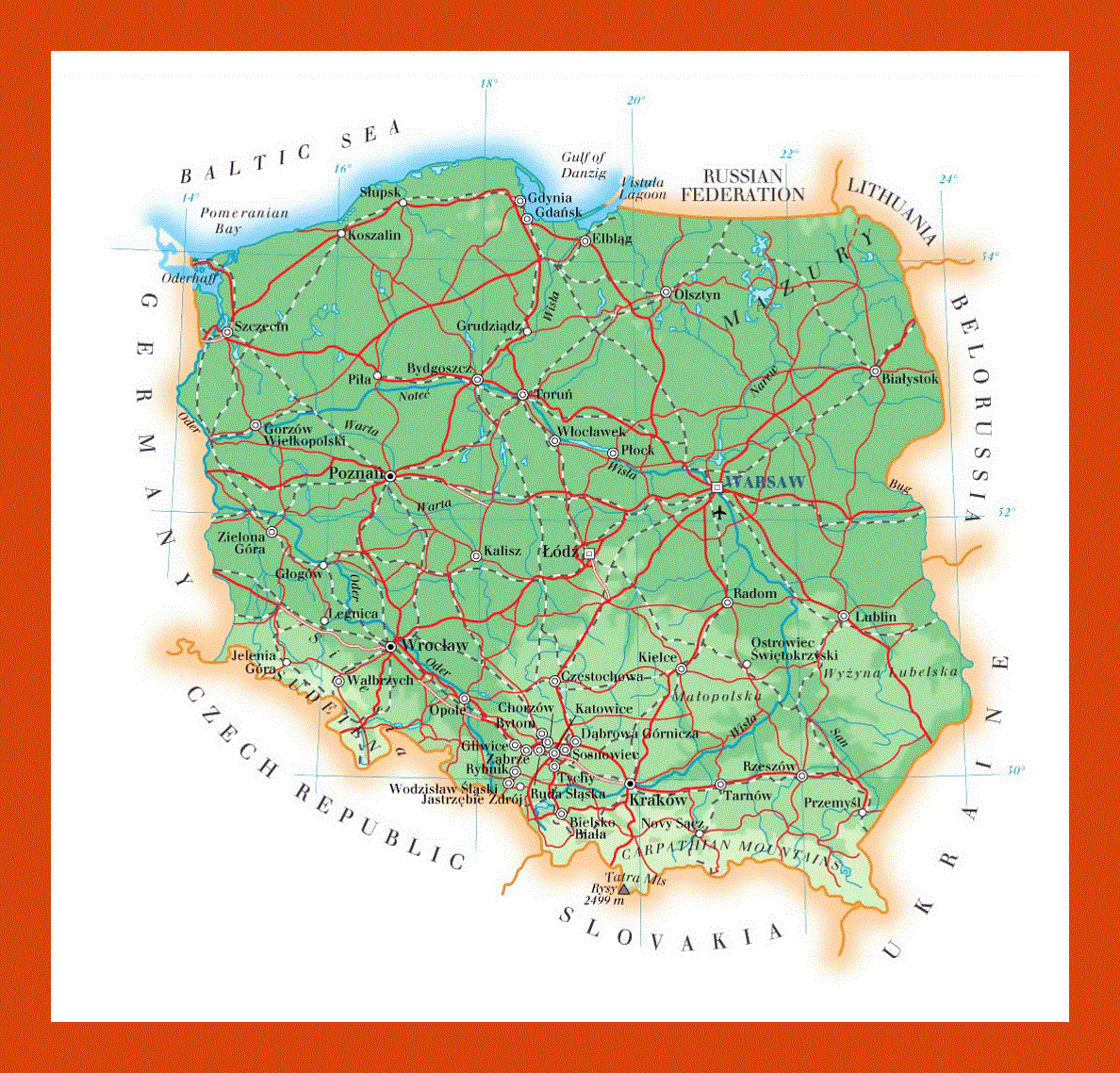 Elevation map of Poland