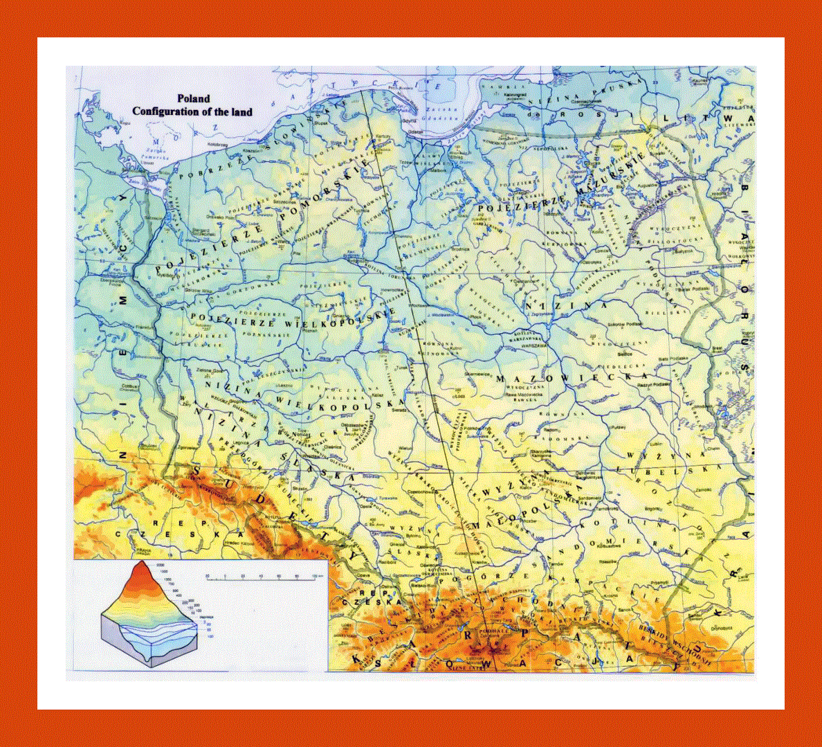 Physical map of Poland