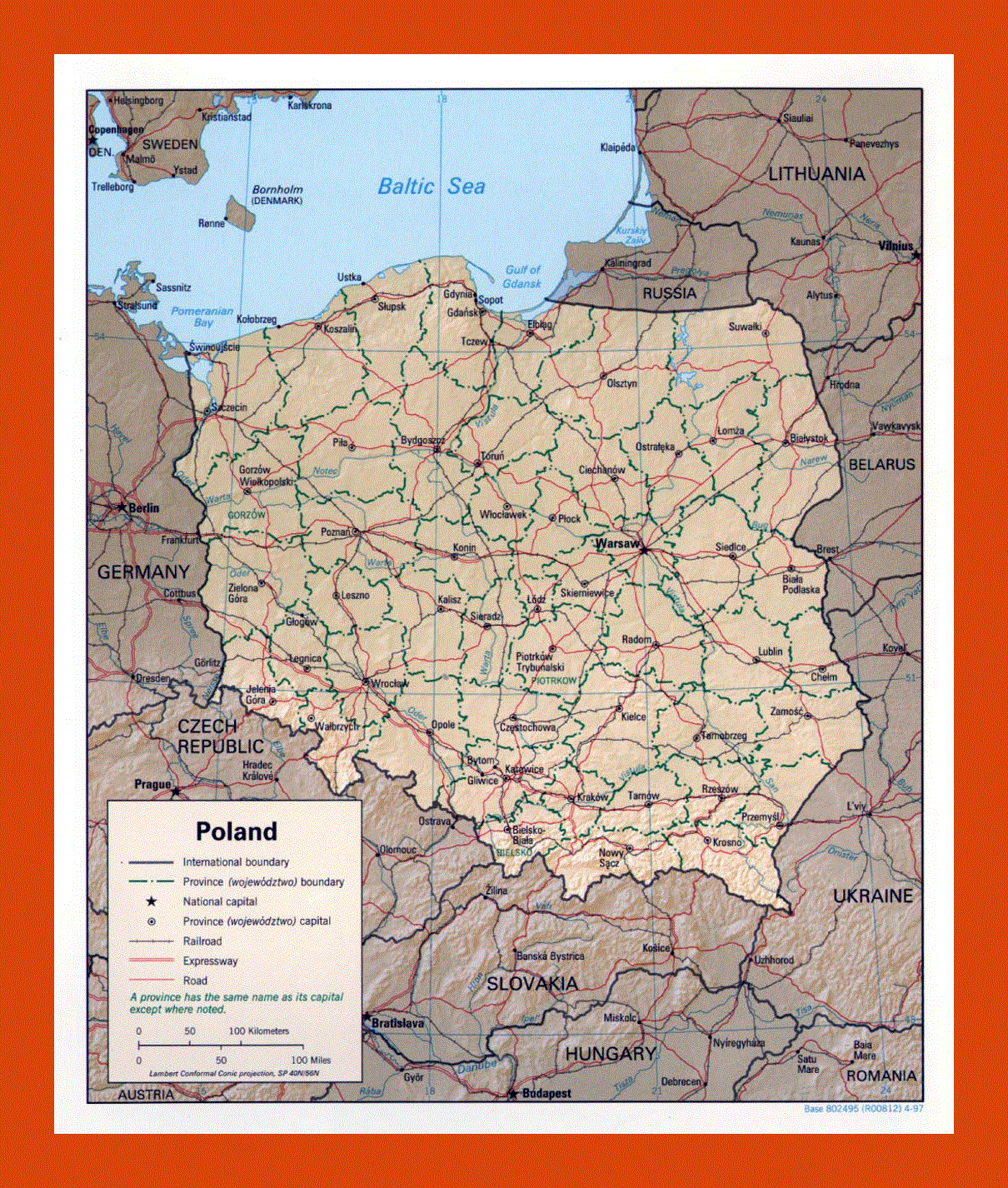 Political and administrative map of Poland - 1997