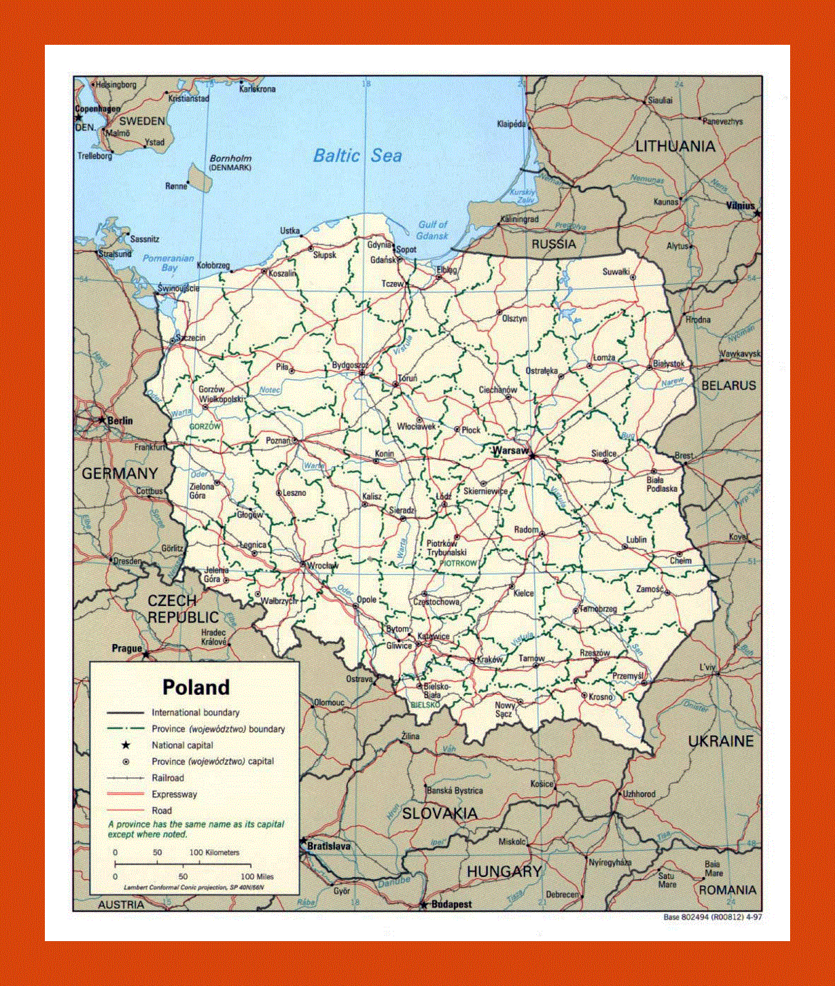 Political and administrative map of Poland - 1997