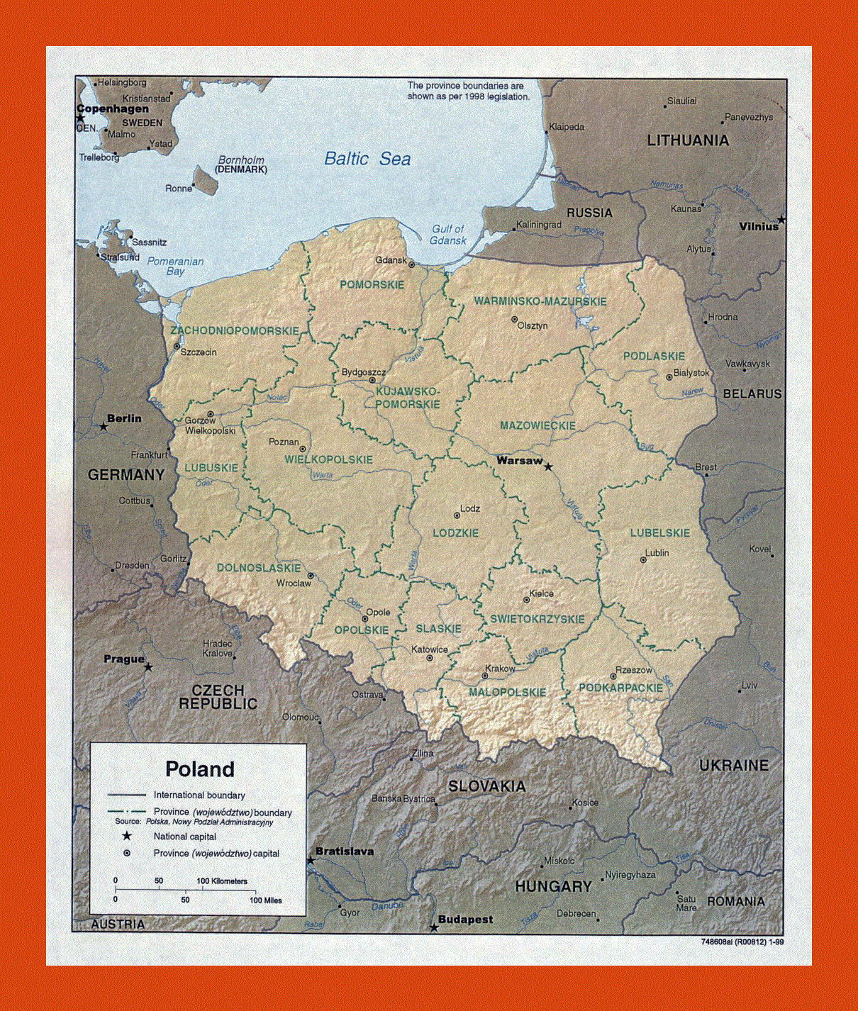 Political and administrative map of Poland - 1999