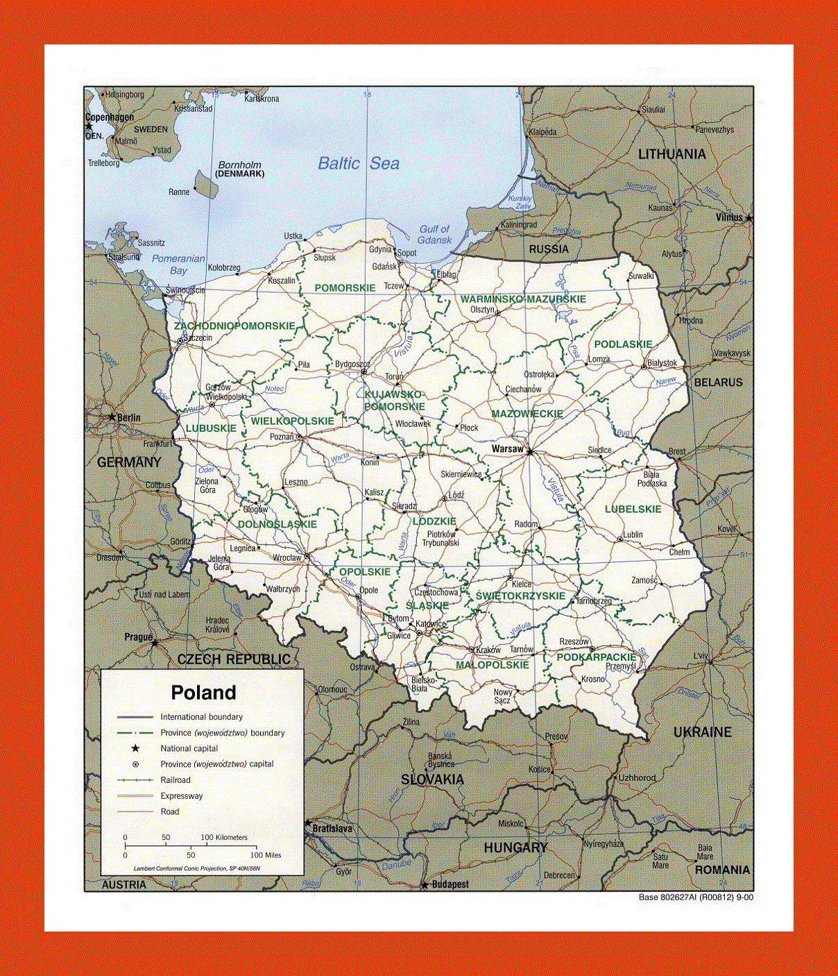 Political and administrative map of Poland - 2000