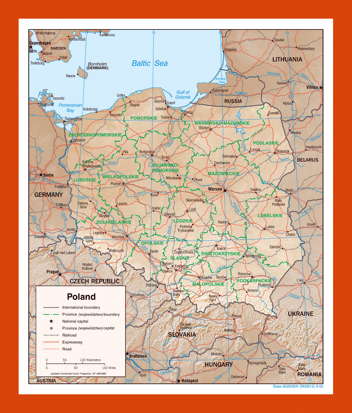 Political and administrative map of Poland - 2000