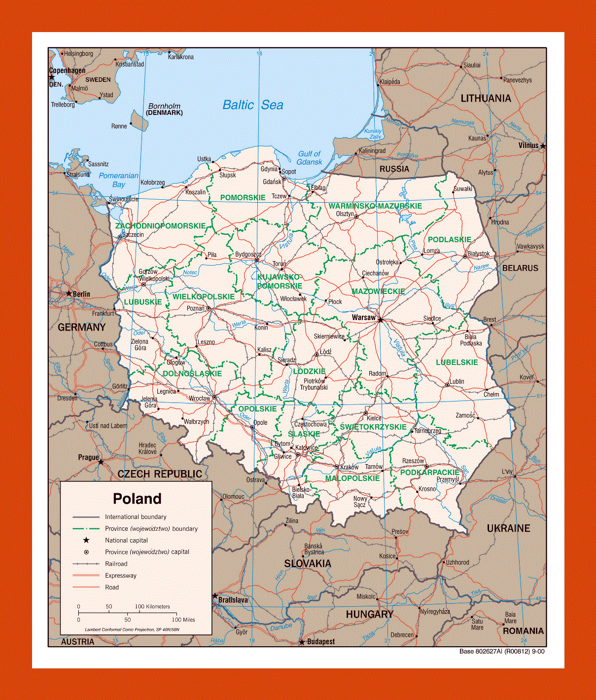 Political and administrative map of Poland - 2000