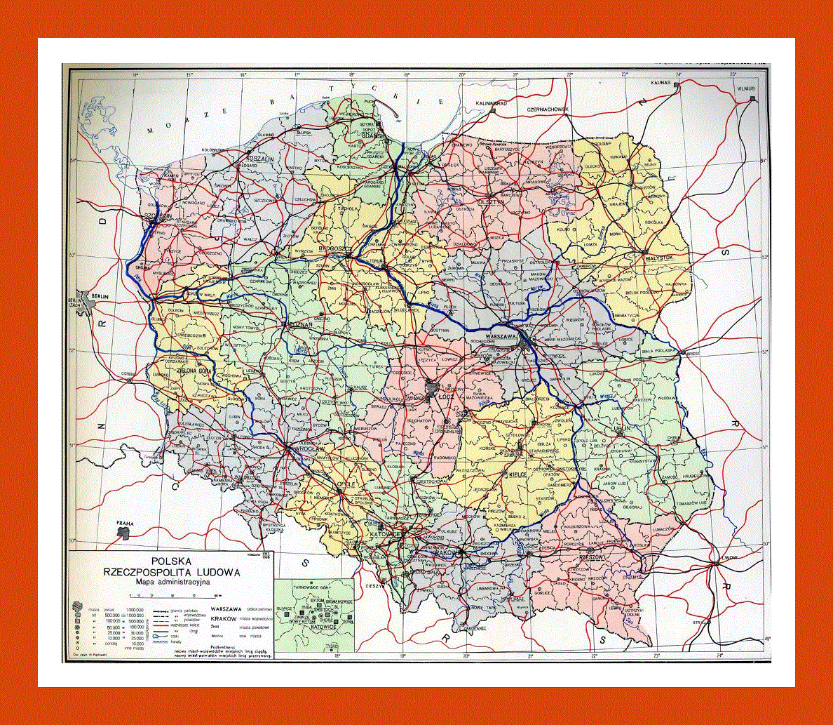 Political and administrative map of Poland