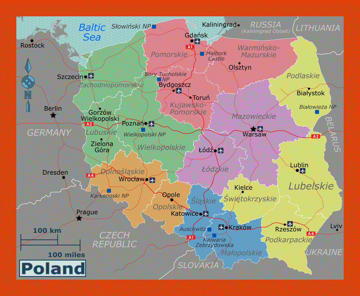 Regions map of Poland