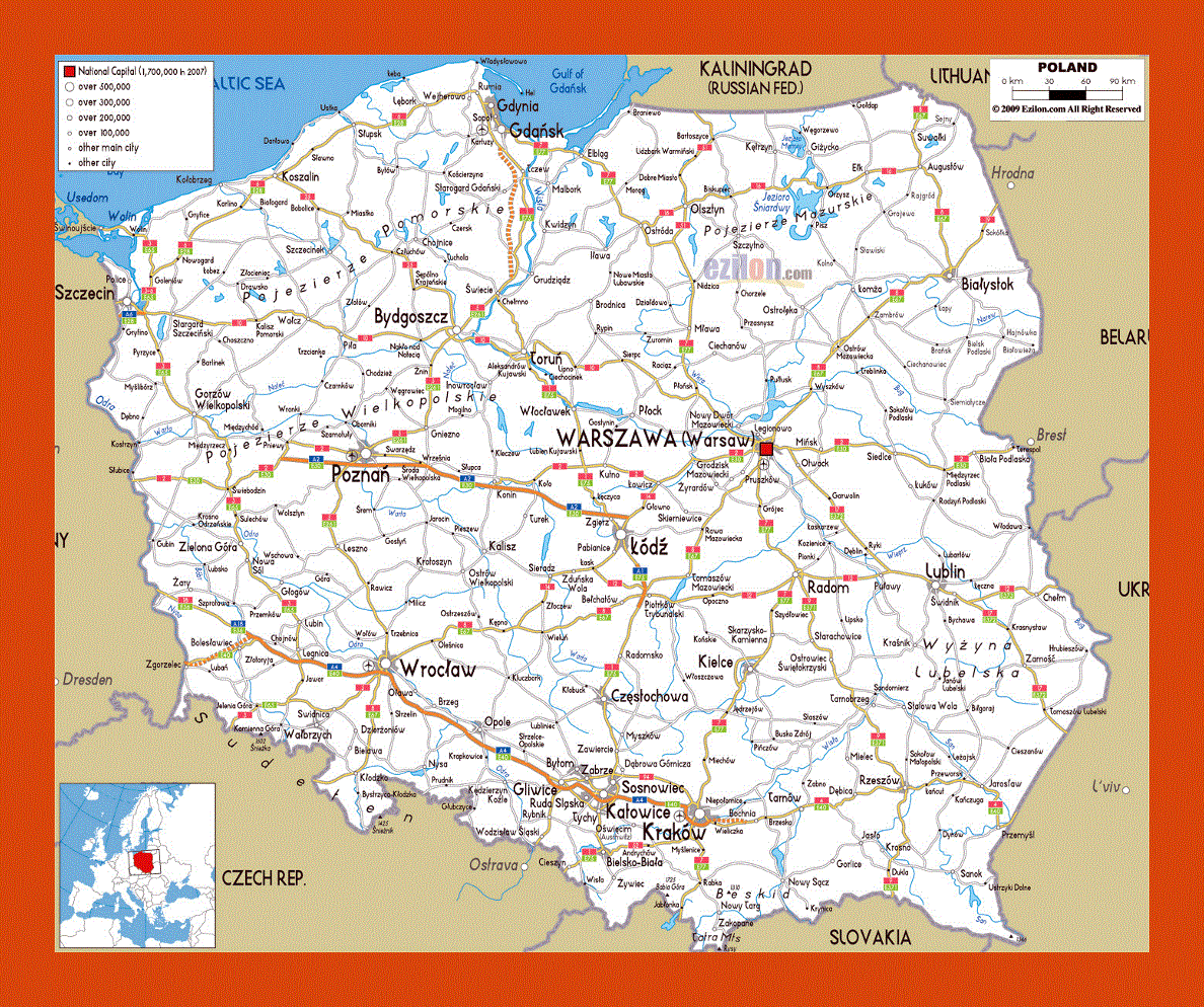 Road map of Poland