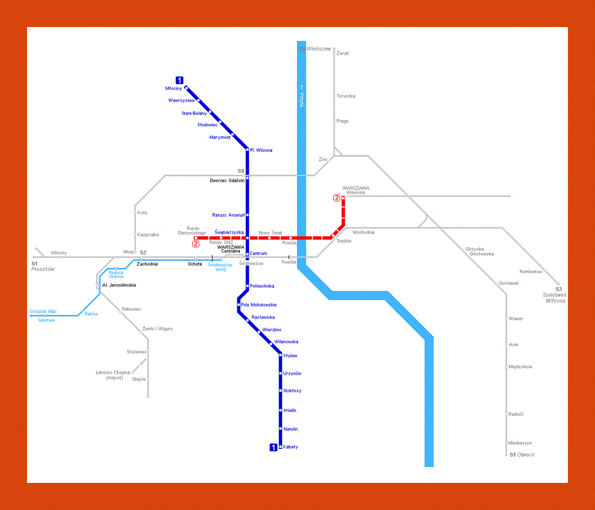 Metro map of Warsaw city