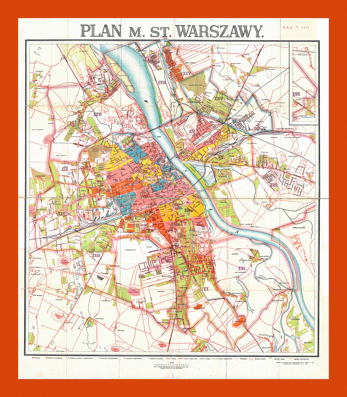 Old city plan of Warsaw - 1924