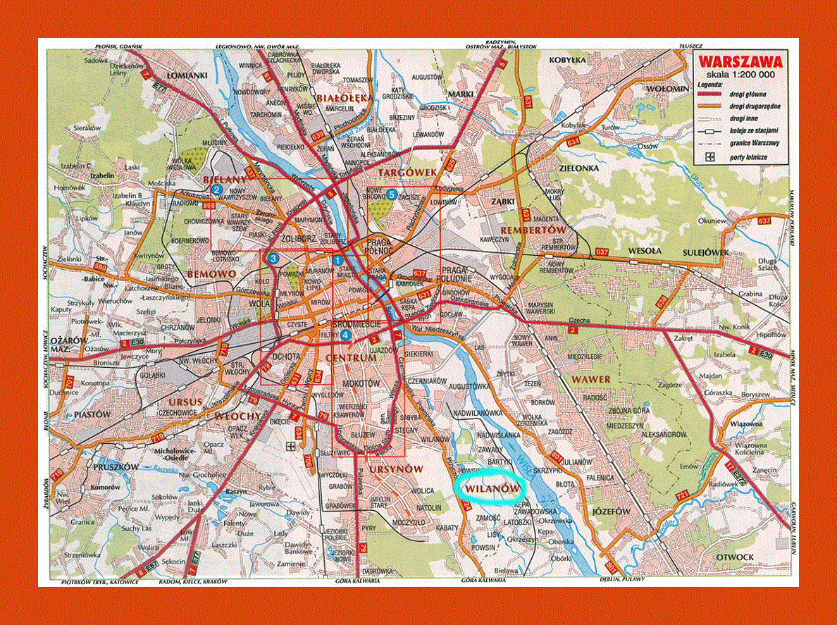 Road map of Warsaw city