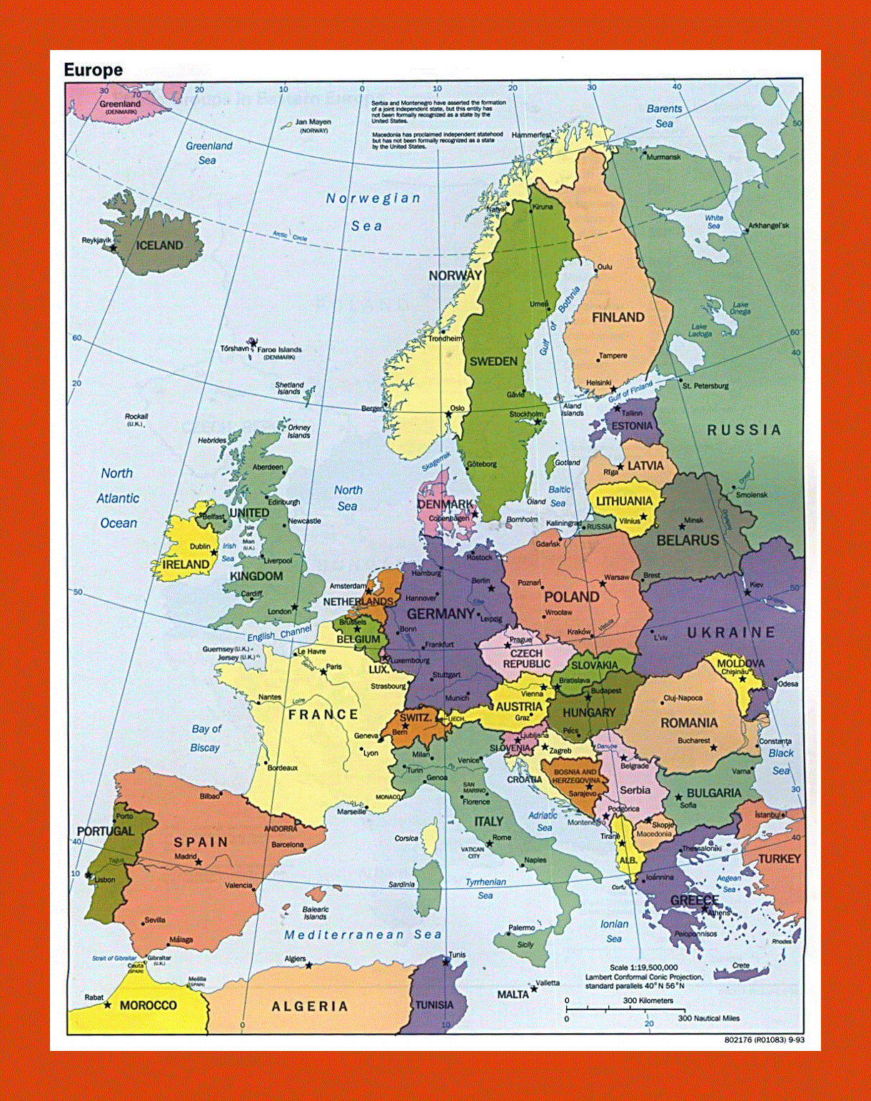 Political map of Europe - 1993