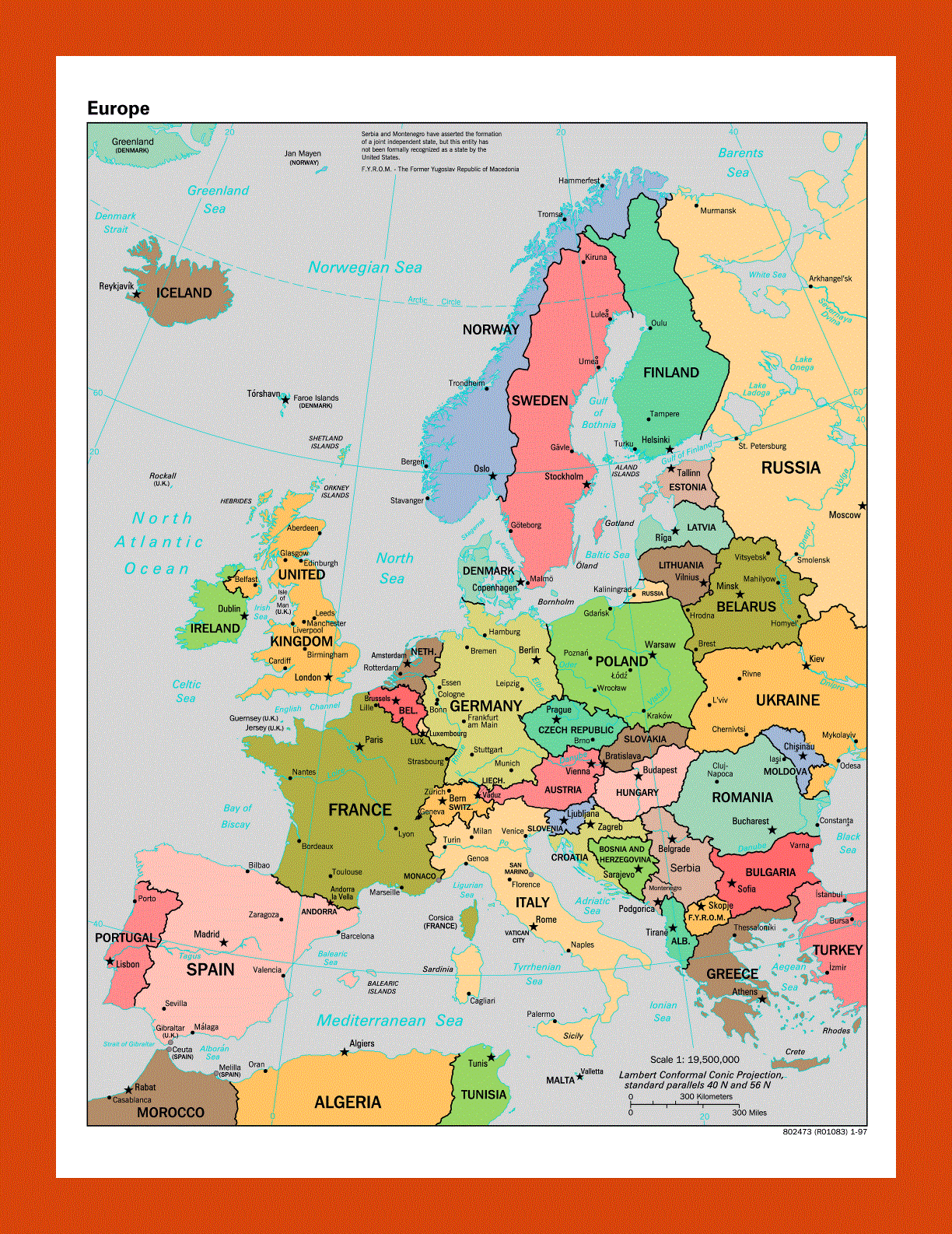 Political map of Europe - 1997