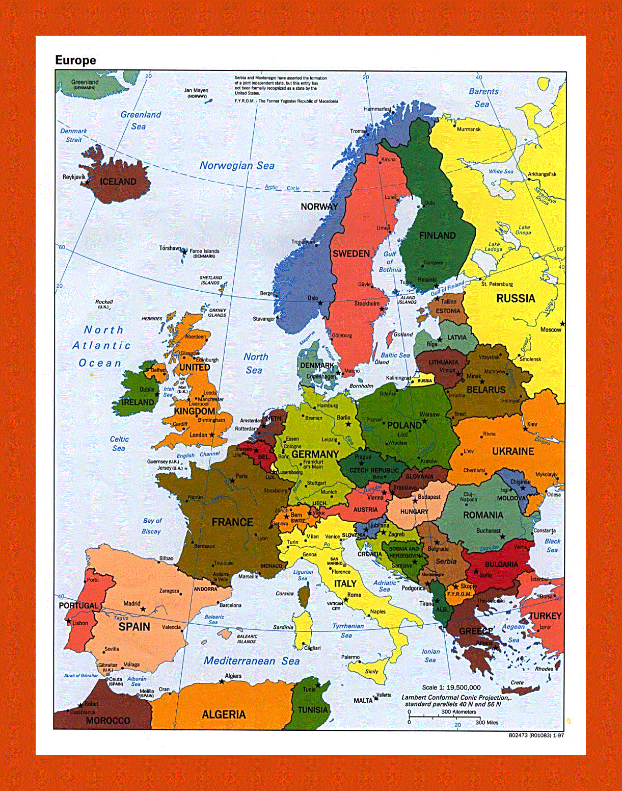 Political map of Europe - 1997