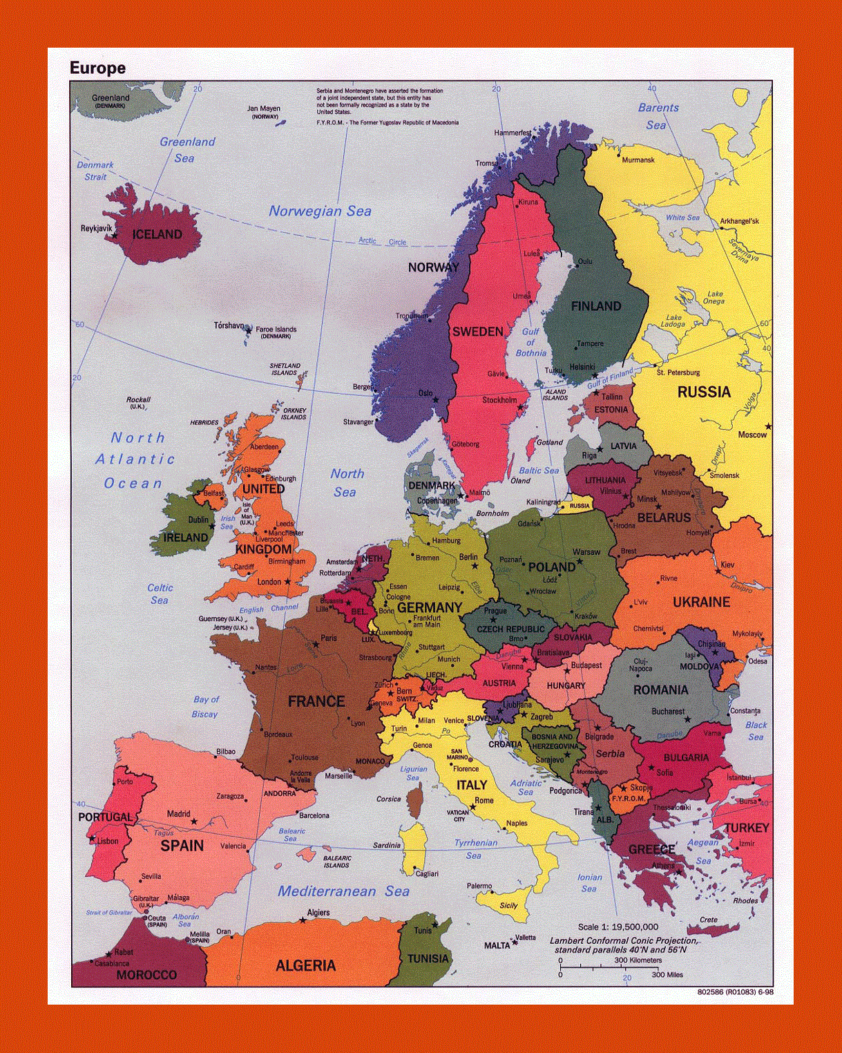 Political map of Europe - 1998