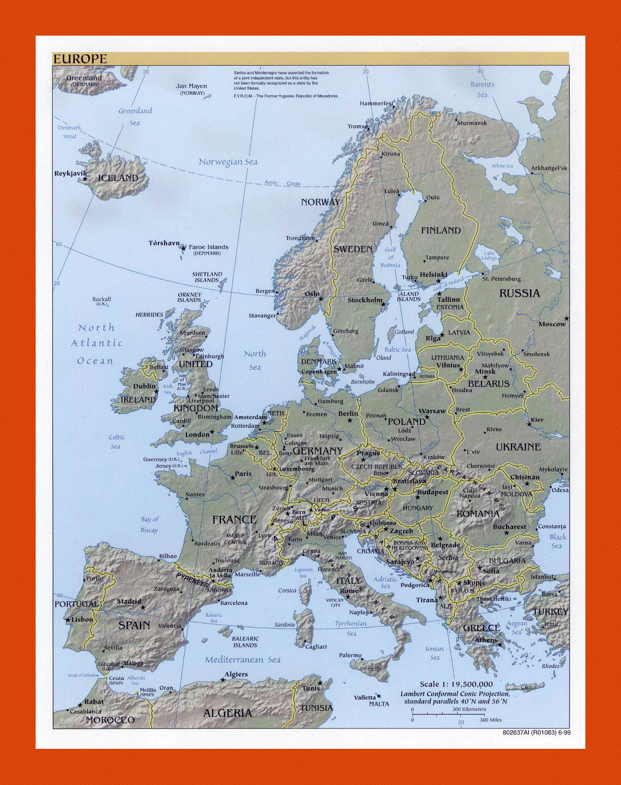 Political map of Europe - 1999