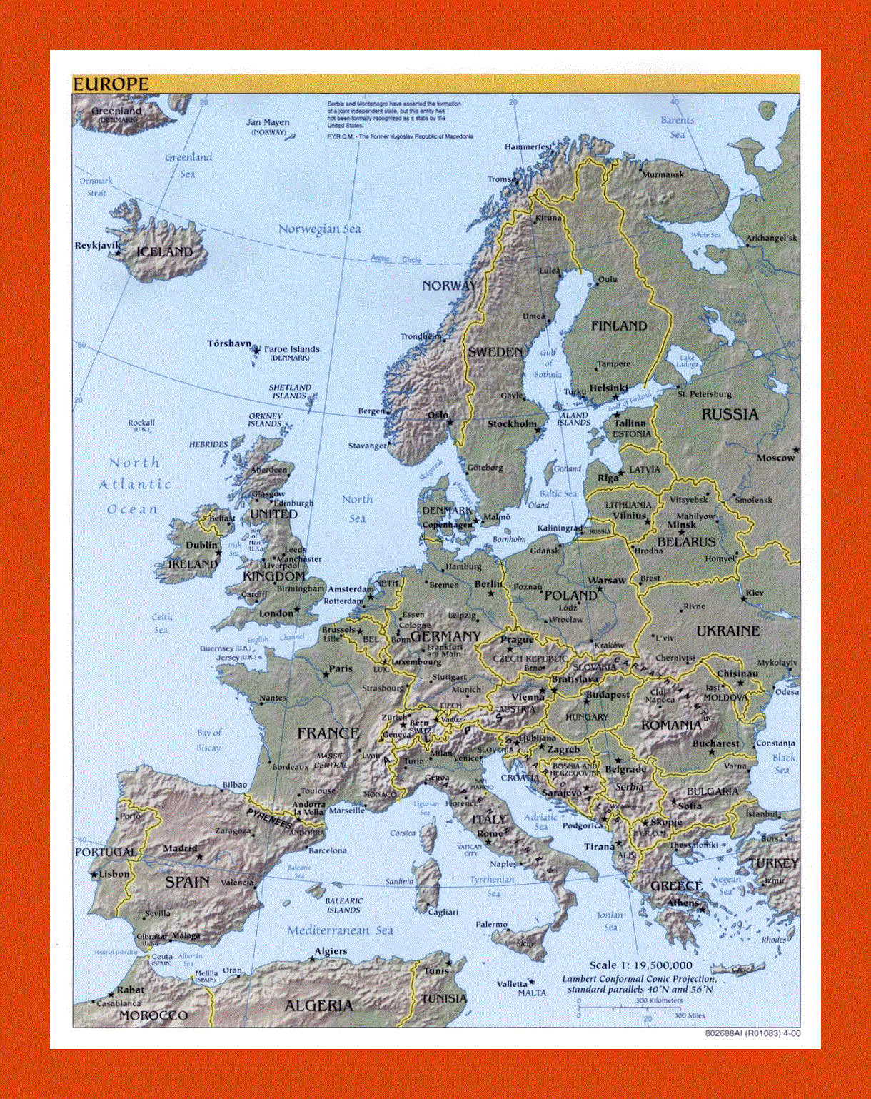 Political map of Europe - 2000