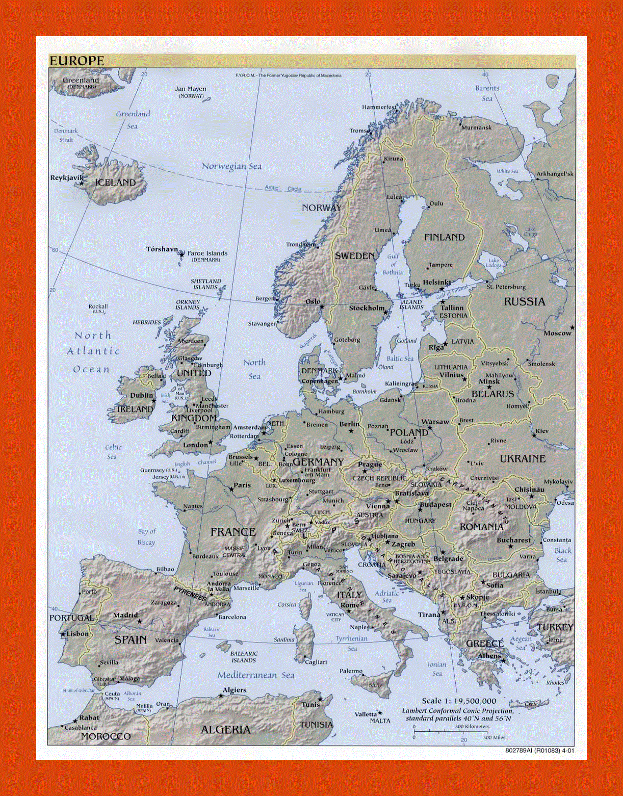 Political map of Europe - 2001