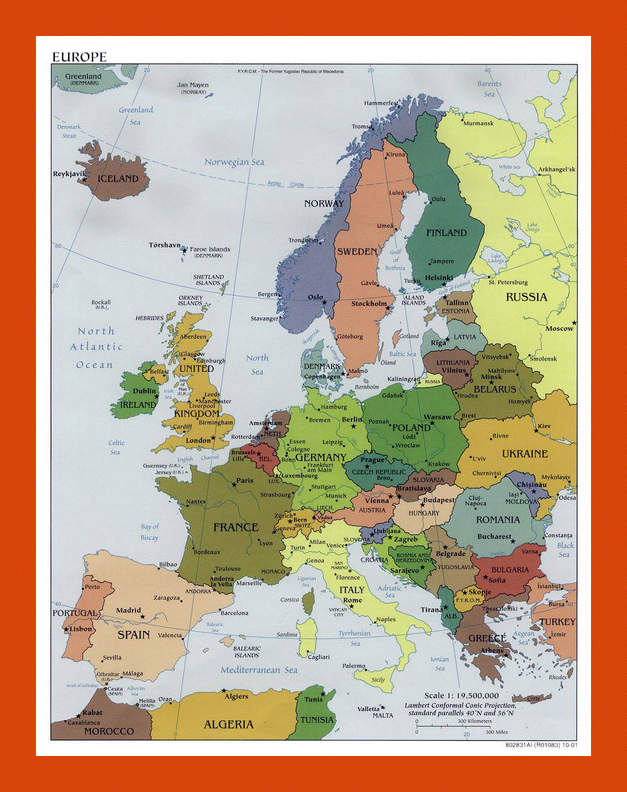 Political map of Europe - 2001