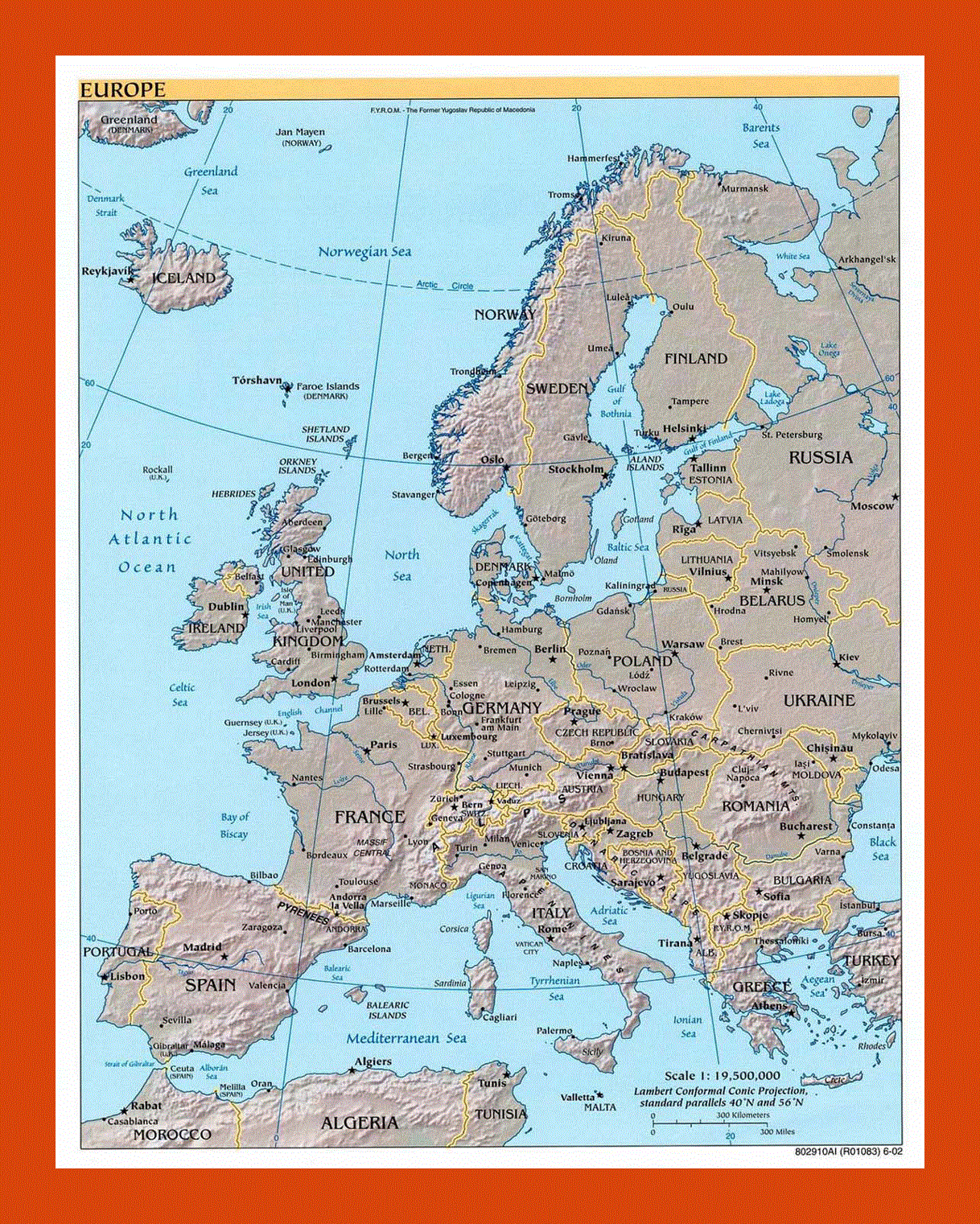 Political map of Europe - 2002