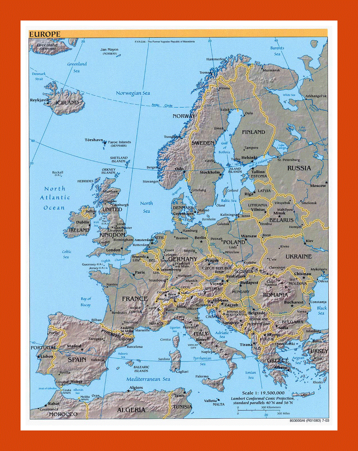 Political map of Europe - 2003