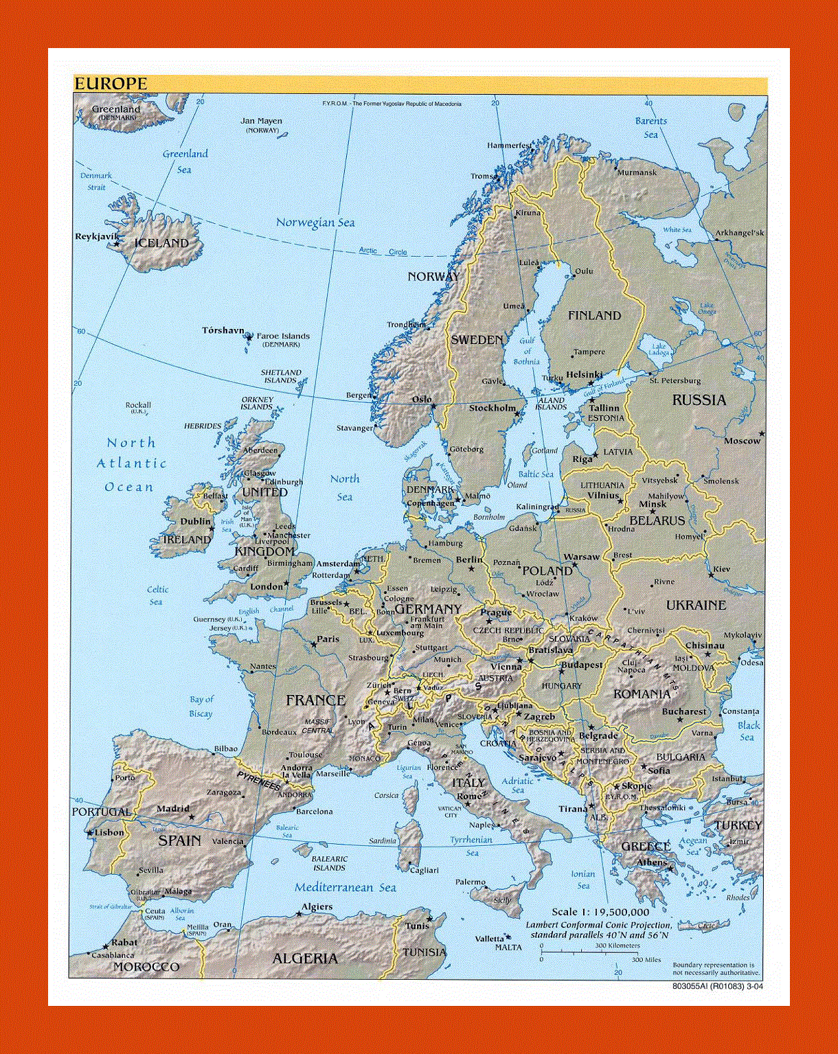 Political map of Europe - 2004