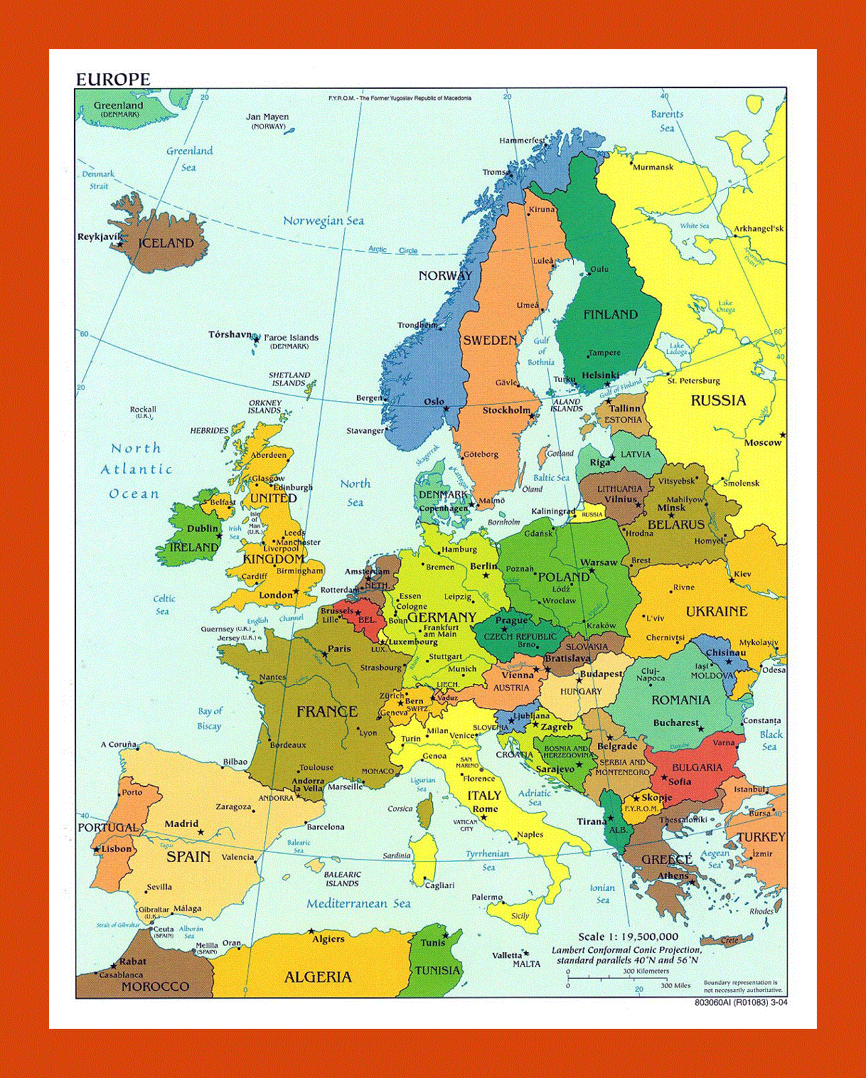 Political map of Europe - 2004