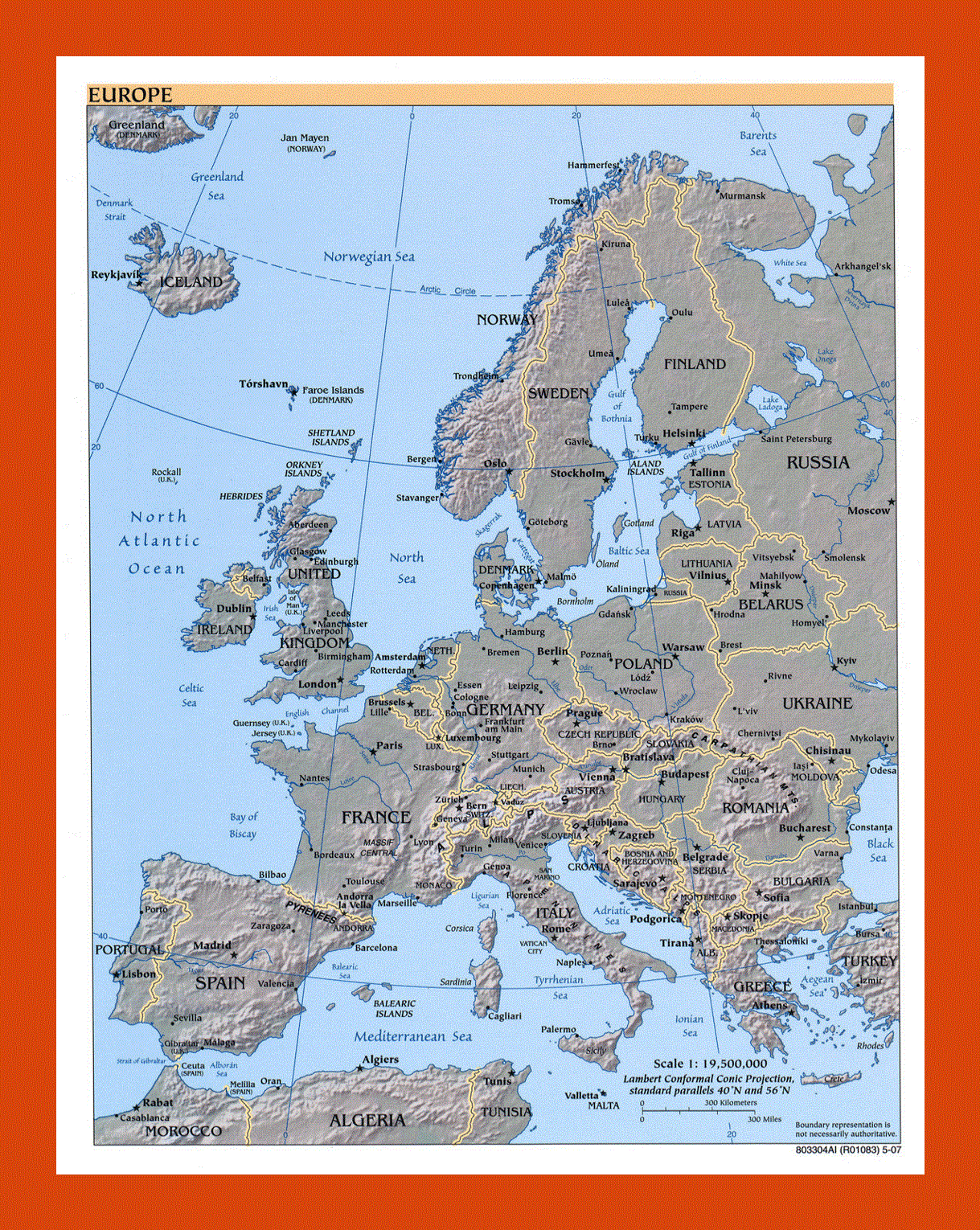Political map of Europe - 2007