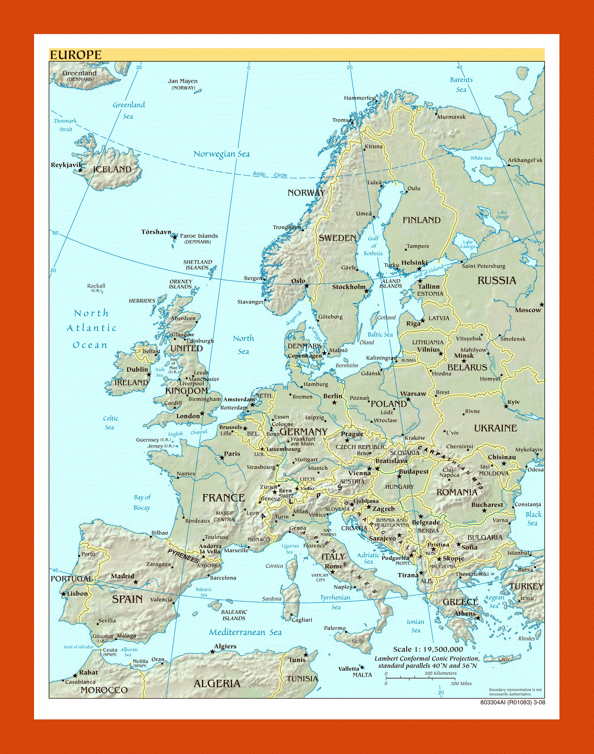 Political map of Europe - 2008