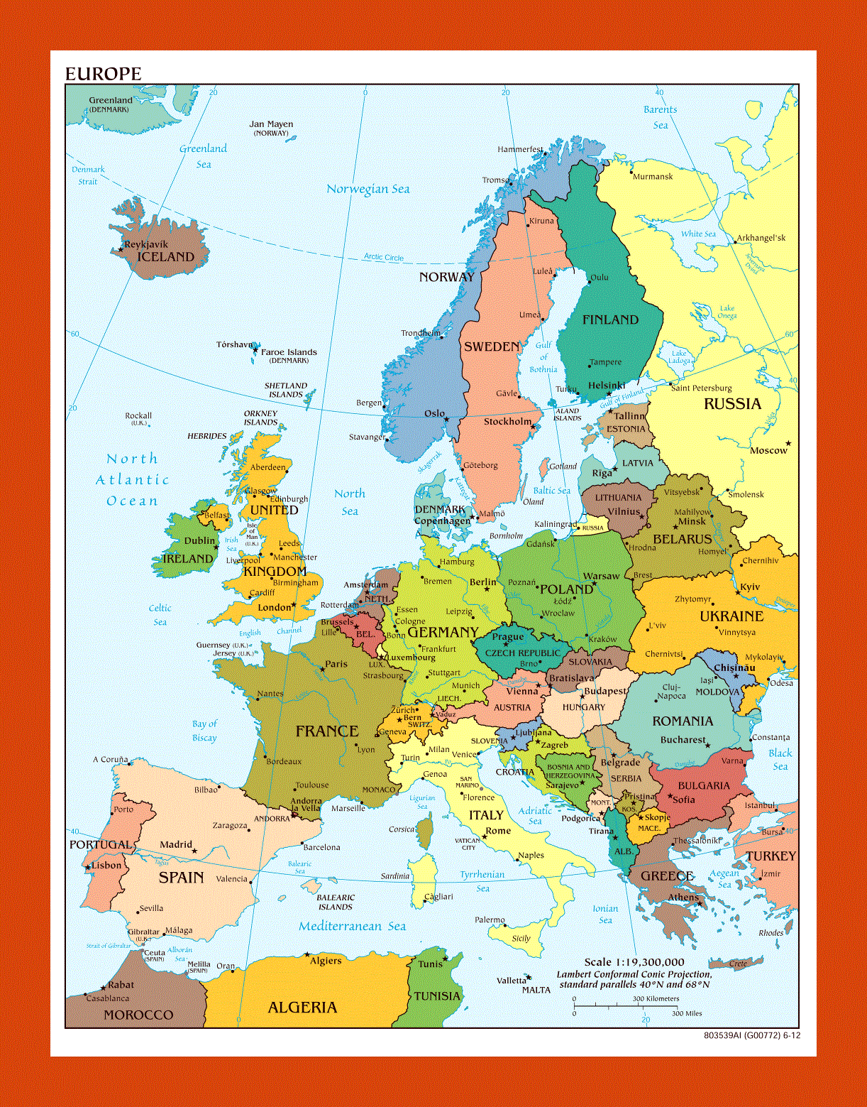 Political map of Europe - 2012