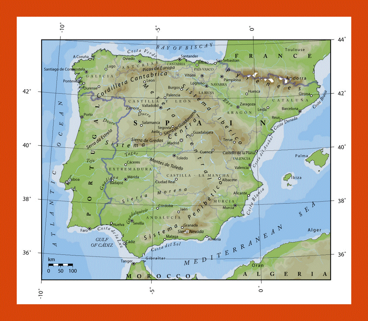 Photo Portugal relief map