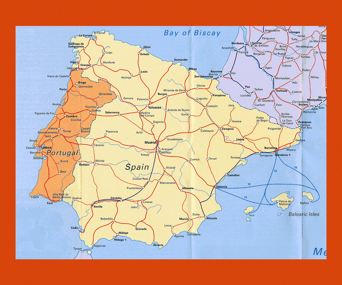 Road map of Portugal, Maps of Portugal, Maps of Europe, GIF map, Maps  of the World in GIF format