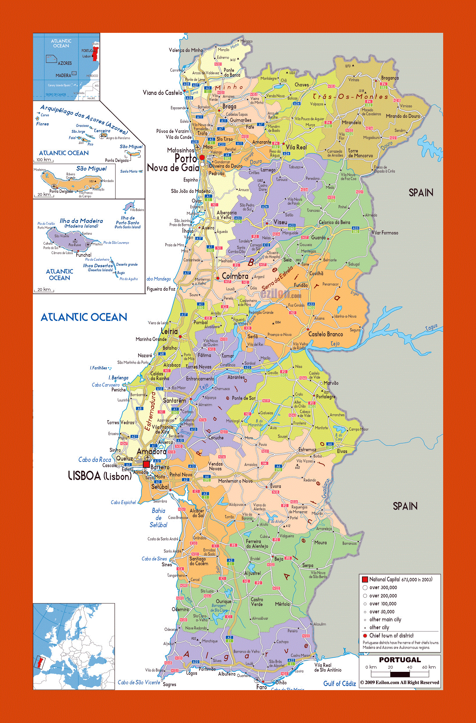 Political Map of Portugal