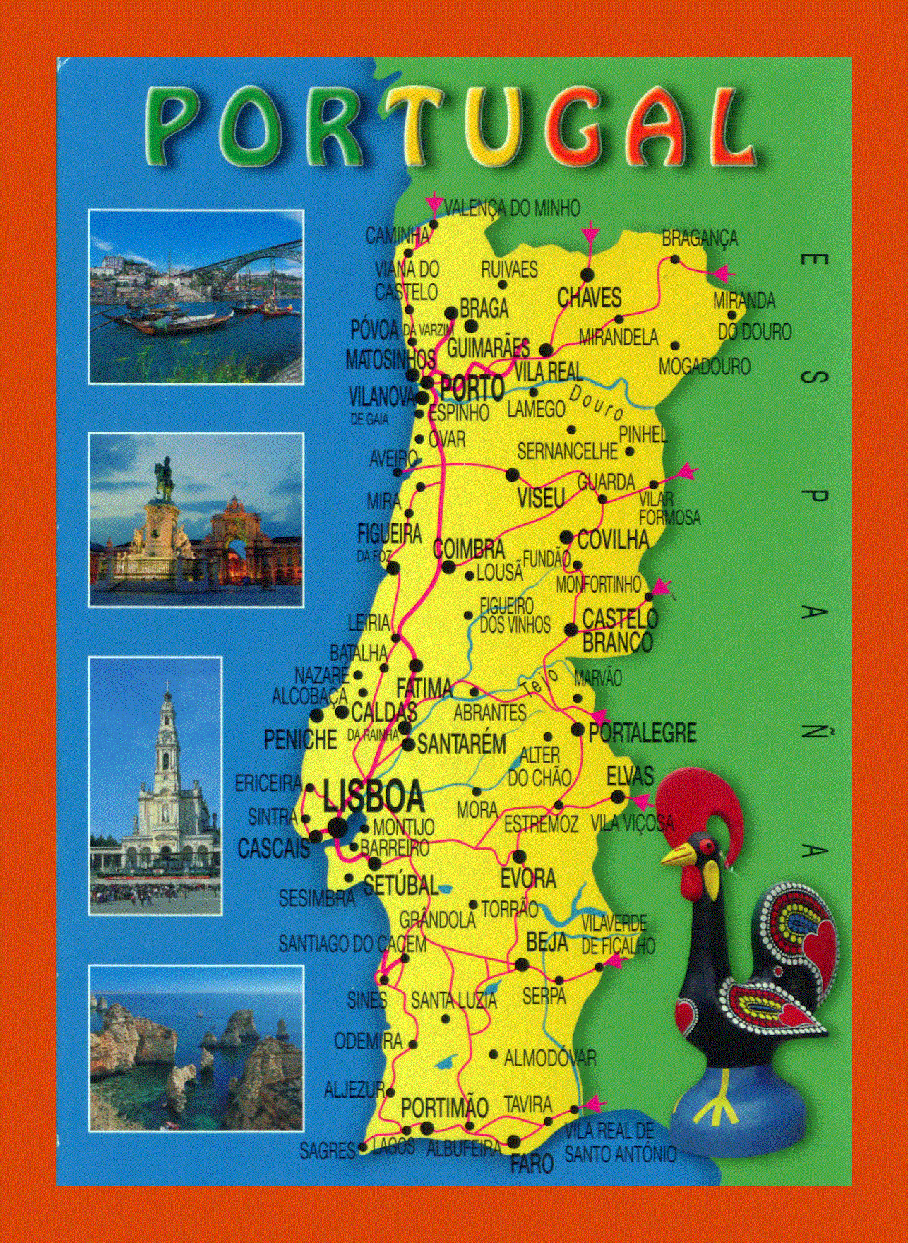Road map of Portugal, Maps of Portugal, Maps of Europe, GIF map, Maps  of the World in GIF format