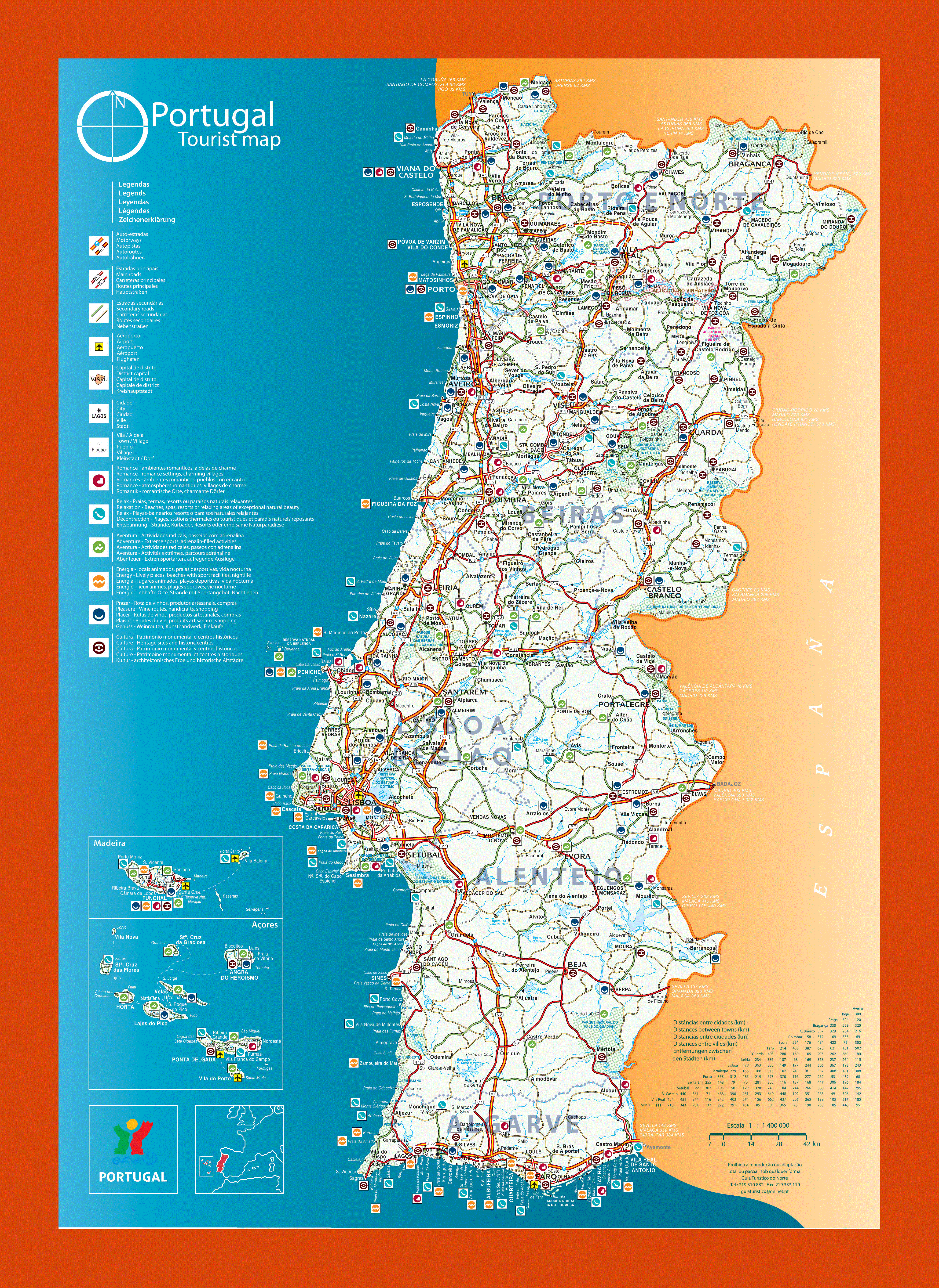 Road map of Portugal, Maps of Portugal, Maps of Europe, GIF map, Maps  of the World in GIF format