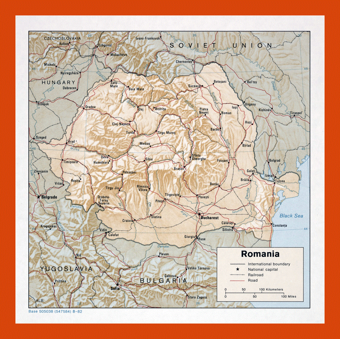 Political and administrative map of Romania - 1982