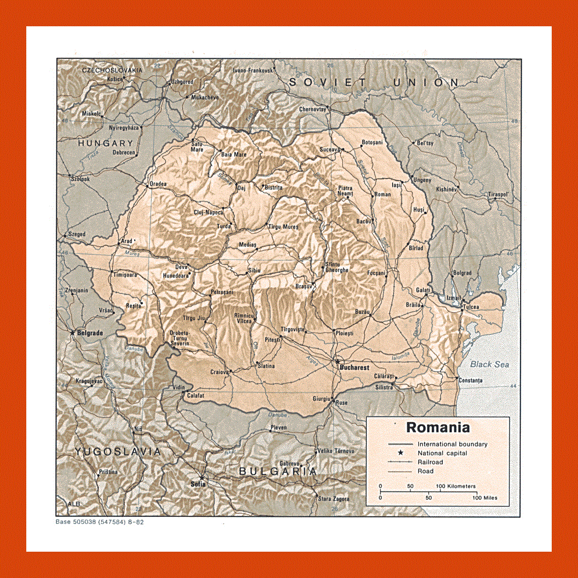 Political and administrative map of Romania - 1982