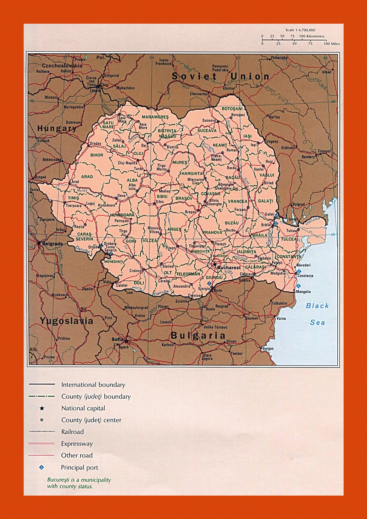 Political and administrative map of Romania