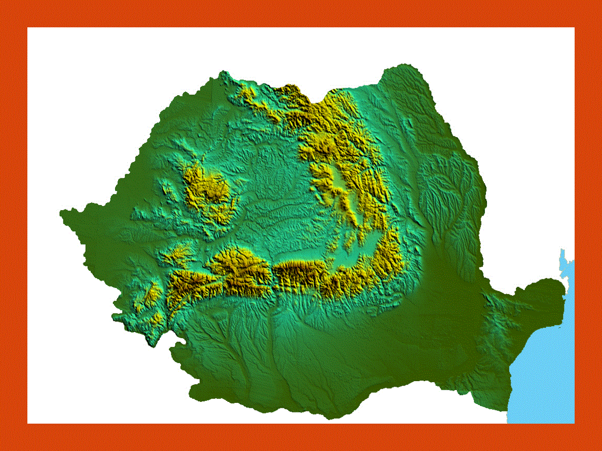 Relief map of Romania