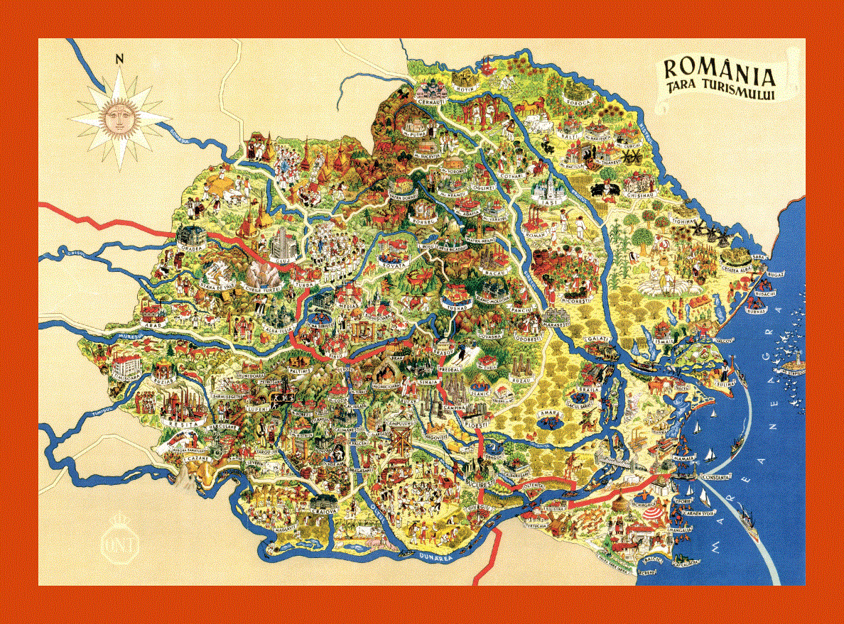 Tourist illustrated map of Romania