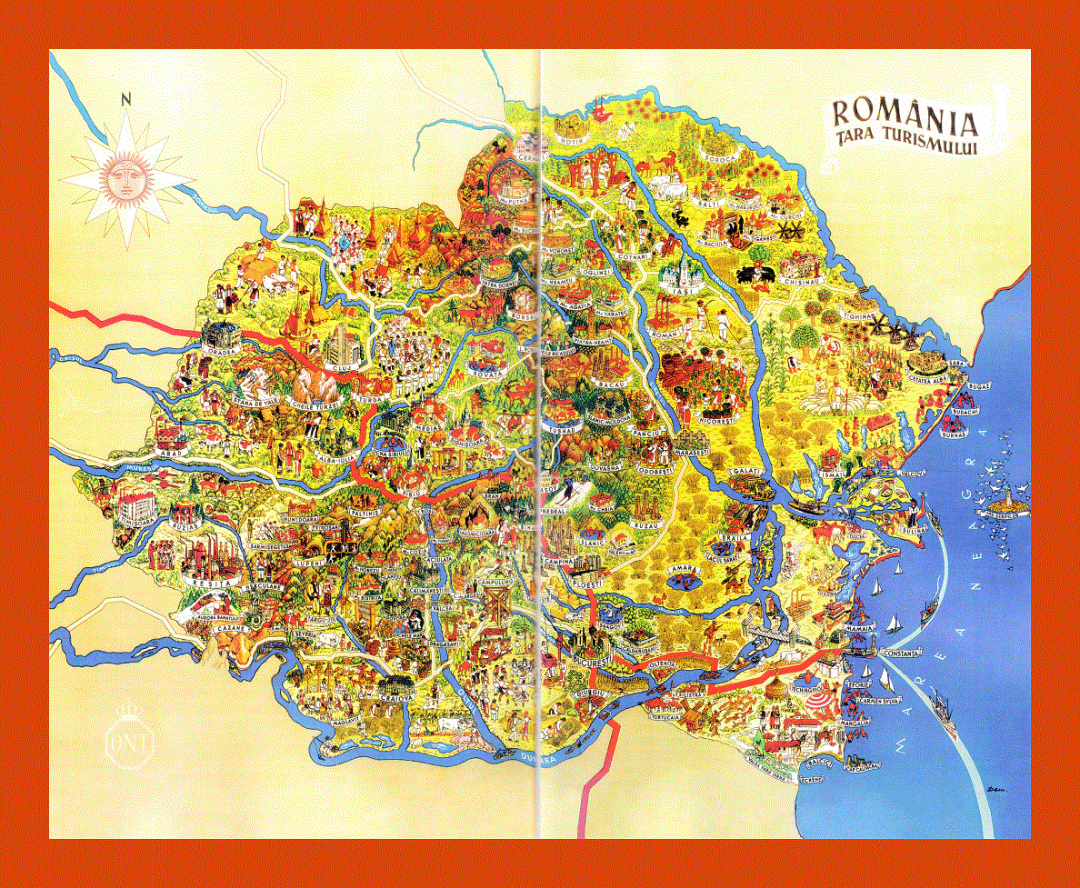 Tourist illustrated map of Romania